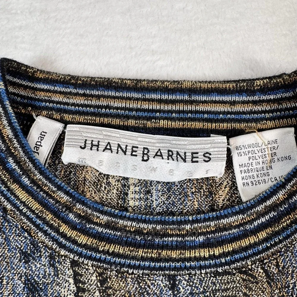 Vintage Jhane Barnes Sweater Mens Large Wool Multicolor Knit Crewneck 90s